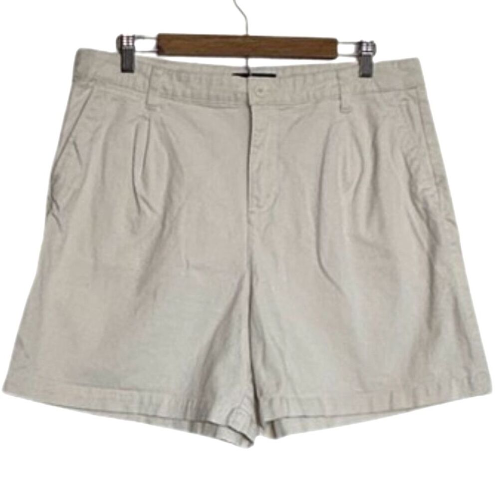 Banana Republic Flat Front Khaki Shorts Womens 14 Casual Vacation Preppy Cream